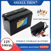 12V 100Ah Lifepo4 battery pack LCD 1200W motor For Electric Boat Home inverter Solar EV RV UPS Toy car With BMS+14.6V10A Charger