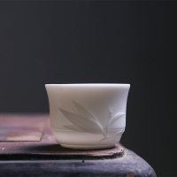 【德化白瓷】竹節杯高檔瓷主人品茗杯家用功夫茶具手工陶瓷茶杯1入