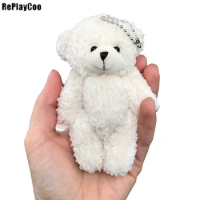 25PCS Mini Teddy Bear Stuffed Plush Toys 12cm Small Bear Stuffed Toys white pelucia Pendant Kids Birthday Gift Party Decor023
