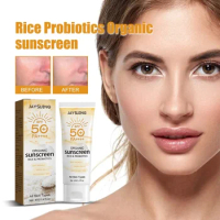 SPF 50+ Refreshing Sunscreen Probiotic Rice Organic Whitening Isolate Ultraviolet Rays Waterproof Facial UV Protection Sunblock