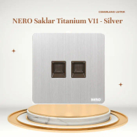 NERO Saklar Data Outlet CAT 6 Titanium Silver - V11PCA2 - 2 Gang