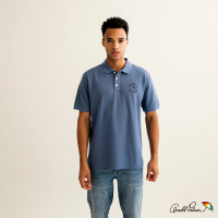 【Arnold Palmer 雨傘】男裝-經典品牌LOGO刺繡POLO衫(藍灰色)