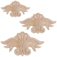 2PCS European Style Wood Carved Onlay Appliques Wood Carvings Decals for Wall Bed Door Mirror Dresser Cupboard Closet DIY Craft