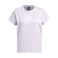 【adidas 愛迪達】Lounge Silk Tee 女 短袖 上衣 運動 休閒 寬鬆 純棉 日常 舒適 紫(IM8860)