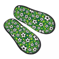 Soccer Pattern House Slippers Women Soft Memory Foam Football Sport Slip On Hotel Slipper Shoes