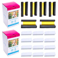 Compatible Canon Selphy CP1300 CP1500 CP1200 Ink and Paper KP-108IN 6 Color Ink Cartridges 216 Sheets 4x6 Photo Paper Glossy