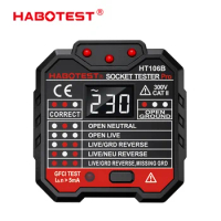 HABOTEST HT106 Socket Tester Voltage Test Socket Detector US UK EU Plug Ground Zero Line Plug Polarity Phase Check