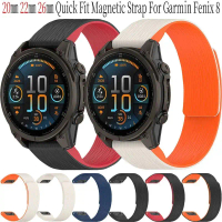 สายแม่เหล็กสำหรับ Garmin Tactix8, 51/47/43mm Fenix 8/E Quatix8, สายรัดข้อมือแบบพอดีเร็ว, เข้ากันได้ก
