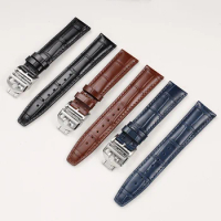 20/21/22mm Quality Cowhide Leather Watch Band Classic Alligator Texture Watchband For IWC Strap For PORTUGIESER Folding Buckle