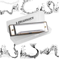 Silver Color Jazz Musical Instrument 20 Tone Stainless Steel Country Key of C 10 Holes Blues Harmonica