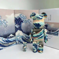 Bearbrick Kanagawa Surf 400%+100% 28cm and 7cm The Boat and Dolls Are Clearly Visible in the Waves BE@RBRICK Desktop Gift Figure
