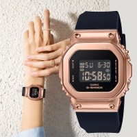 【CASIO 卡西歐】G-SHOCK 經典5600系列金屬色手錶-玫瑰金 女王節(GM-S5600PG-1)