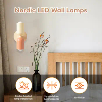 Nordic LED Wall Lamps Modern Minimalist Cream Double Head Lights For Living Room Bedroom Bedside Study Indoor Decoration Fixture