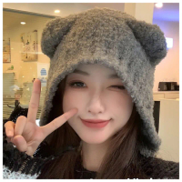 【HaNA 梨花】韓國冬天暖呼呼．毛絨系可愛小熊耳朵毛絨護耳毛帽