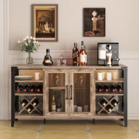 Vabches Wine Bar Cabinet for Liquor and Glasses, Farmhouse Coffee Bar Cabinet, Liquor Cabinet Bar