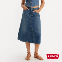 【LEVIS 官方旗艦】女款 丹寧牛仔拼接長裙 熱賣單品 A9316-0002