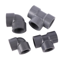 1/2" 3/4" Female Thread Tee Elbow PVC Connector Garden Irrigation Water Coupling Water Tank Aquarium Pipe Fitting Adapter Grey