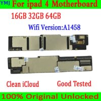 16GB/32GB/64GB For iPad 4 Motherboard 1458 Wifi Version and A1459/A1460 3G Version Original Unlocked Free iCloud Logic Board