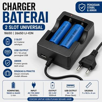 Charger Baterai 18650 26650 2 Slot Universal Li-Ion Cas Cepat Output 4.2V LED Indicator Port USB 5V 