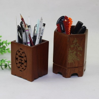 紅木花梨木筆筒創意木質文房用品辦公桌精品收納盒擺件紅木工藝品