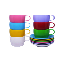 cangkir + tatakan HOYA mug gelas plastik BPA Free PP Food grade