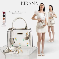 Tas Selempang Wanita Mewah Elegan Terbaru Top Handle Signature Micro Zoe Flower Bahan PU Lheater