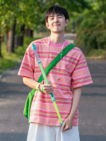 Áo thun Cotton Stee Sọc ngang PINK Unisex basic Menwear