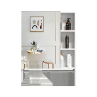 Bathroom LED Beauty Mirror with Defogger Dimmer Towel Bar Wall Aluminum Smart Mirror Cabinet Make Up Vanity Mirror