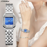 SINOBI Diamond Design Women Watches Fashion Stainless Steel Womans Quartz Wristwatches Top Luxury Ladies Clock relogio feminino