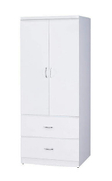 【尚品傢俱】GF-R10 百合 白色2.5尺開門雙抽衣櫃
