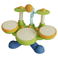 Drum Set Toys Montessori Learning Toys Baby Musical Toys with Microphone Multifunctional Drum Set BPA Free for Children Kids
