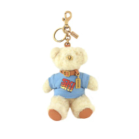 【COACH】專櫃款泰迪熊立體大型鑰匙圈吊飾-藍色(買就送璀璨水晶觸控筆)