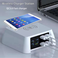 New Wireless Charge Station For Samsung S10 S20 Note10 A20 QC3.0 Fast Charge Dock For Huawei Mate20 P30 Honor20 Oppo Vivo Xiaomi