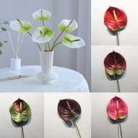 57CM Simulation Real Touch Fake Single Stem Anthurium Artificial Flowers Artificial Anthurium Plastic Wedding Home Decoration