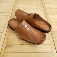 Sandal Sepatu Pria Selop Laki laki Bustong Cowok Pansus Putih Tutong Daltu Kulit Asli 39 Celcius Tan