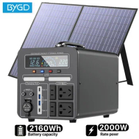 BYGD Portable Power Station 2000W Solar Electric Generator Fast Charging 220V Powerful Power Banks 2160Wh Lifepo4 Battery 12V DC