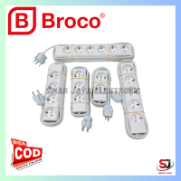 Stop Kontak Broco 2 - 3 - 4 - 5 Lubang + Steker Arde bulat  + Kabel NYYHY 2x 0.75 panjang 1 Meter - 