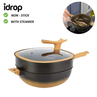 idrop 32CM Non-Stick Steamer Light Titanium Pot / Periuk Titanium Ringan Pengukus Tidak Melekat 32CM