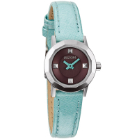 NIXON MINI B多角切割華麗時尚腕錶-深黑灰x水藍色錶帶/22mm