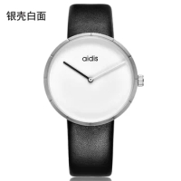 MY1703 Addies Creative Two Needle Couple Watch Leather Ultra Thin and Minimalist Watch Popular，