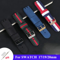 Nylon Canvas Watch Band for SWATCH Band 17mm 19mm 20mm Strap Bracelet Wrist Band Replacement Women Men Sport Accessories Strap