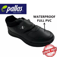 (Best Seller)Pallas Black School Shoes FULL PVC WATERPROOF | Kasut Sekolah Hitam Budak Sekolah Renda