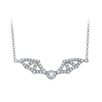 Kalung Moissanite Sayap Kelawar 3.0mm D Warna VVS1 S925 Perak untuk Wanita Hadiah Pertunangan Ketaja
