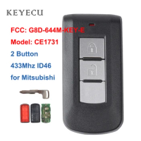Keyecu Smart Remote Key Fob 2 Button 433Mhz PCF7952 ID46 for Mitsubishi Lancer Outlander ASX FCC: G8D-644M-KEY-E