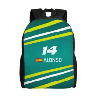 Custom Fernando Alonso 14 Backpacks Women Men Basic Bookbag for School College Aston Martin Bags