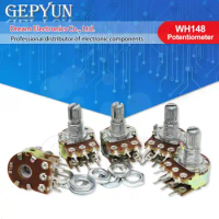 5Pcs WH148 6Pin 1K 2K 5K 10K 20K 50K 100K 500K B1K B2K B5K B10K B20K B50K B500K axis amplifier dual stereo potentiometer 15mm