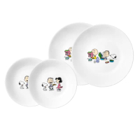 【CorelleBrands 康寧餐具】SNOOPY BRUNCH 4件式深盤組(6吋深盤x2+8吋深盤x2)