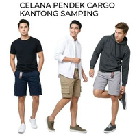 Celana Pendek Cargo Pria Celana Santai Polos Casual Dewasa XL Hitam
