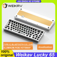 Weikav Lucky65 Mechanical Keyboard Kit Aluminum Alloy Wireless 3 Mode Rgb Hot Swap Gasket 65% 66 Keys Custom Pc Gaming Keyboard