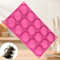 Jia Shi Hot Sale 15 Cavity Half Round Chocolate Cake Silicone Mold Jelly Egg Tart Bread Mold Baking